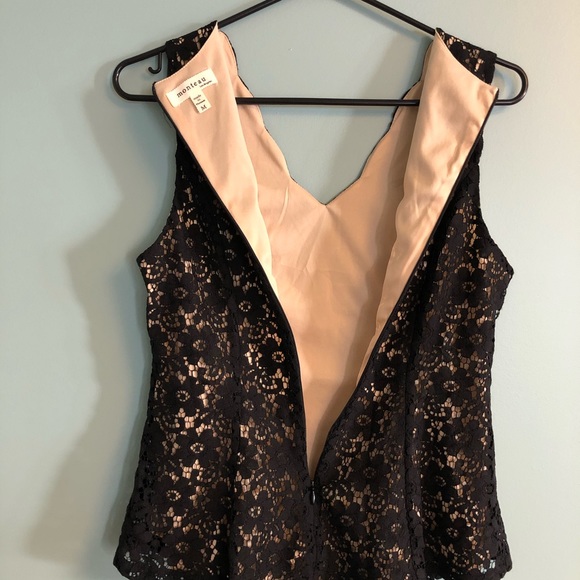 Black lace top with cream underlay - Picture 5 of 12